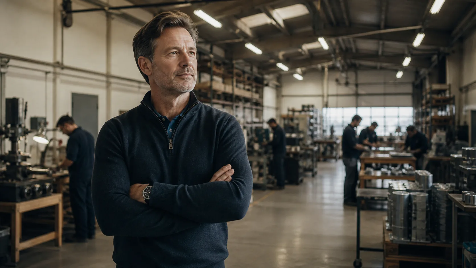 A regional business owner overseeing an active modern operation
